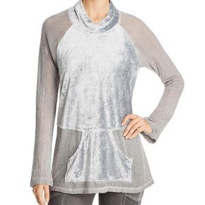 NWT XCIV Pullover Top Velvet Mesh Inset Gray S